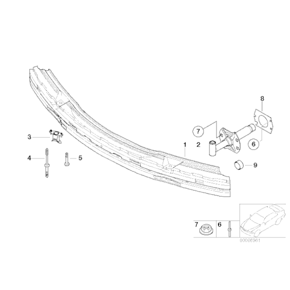 Śruba belki zderzaka przód BMW E46 316 318 320 323 325 328 330 M3 - 51117007219
