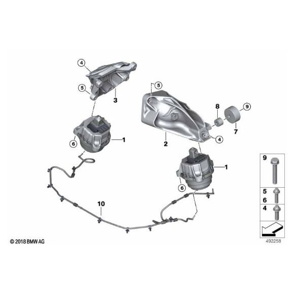 Poduszka silnika lewa BMW G42 G20 F21 G22 G23 G26 B47 B48 - 22117582317