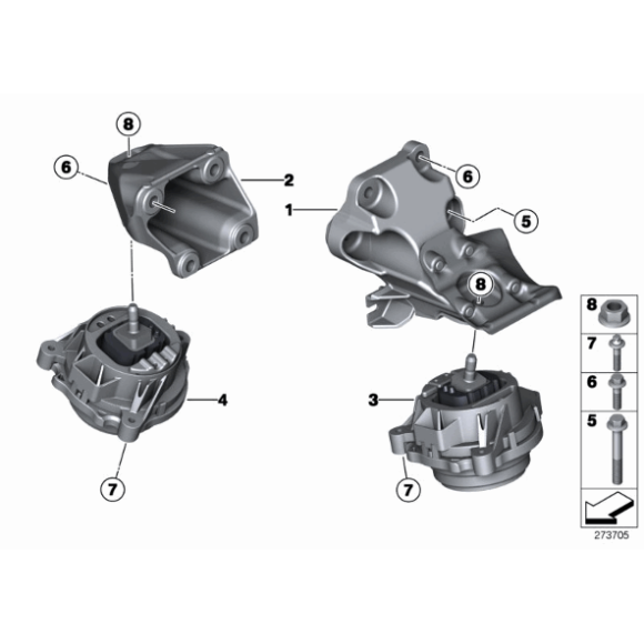 Poduszka silnika lewa BMW F20 F21 F30 F31 114i 116i 118i 316i 320i ed  - 22116854251