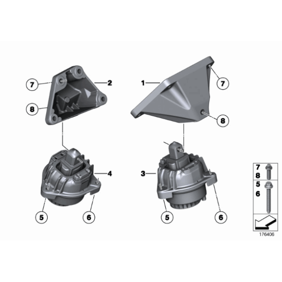 Poduszka silnika prawa BMW F10 F10N F11 F11N 525dX 520dX N47N - 22116856328