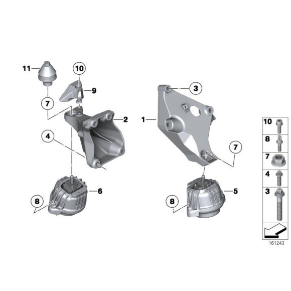 Poduszka silnika prawa BMW F20 F21 F22 F30 F31 F32 F34 F36 114 116 118 120 125 218 220 225 316 318 320 325 328 420 428 418 - 221