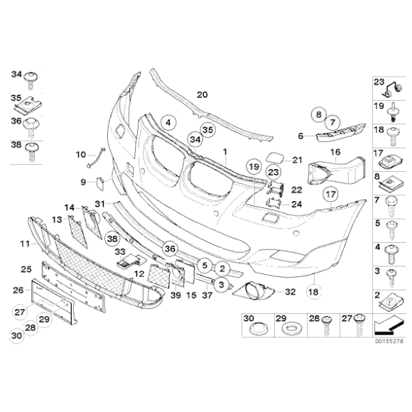 Mocowanie zderzaka przód lewe BMW E60 E61 520 523 525 528 530 535 540 545 550 - 51117033705