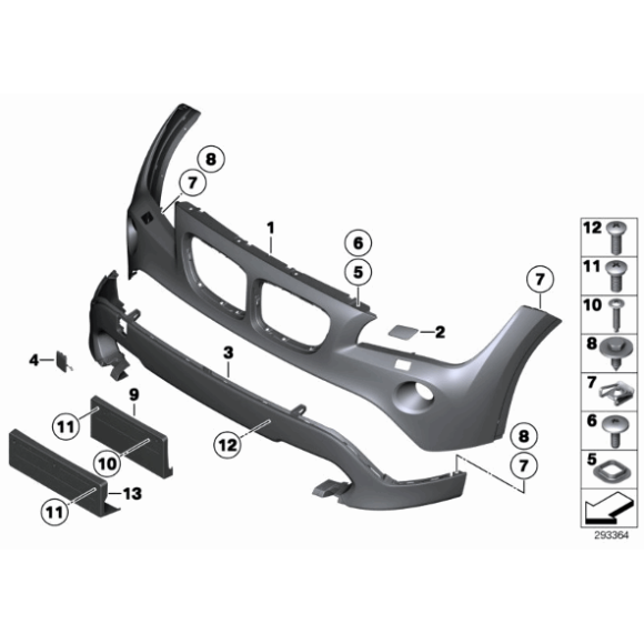 Podstawa tabl. rejestracyjnej zderzaka przód BMW E84 X1 16d 16i 18d 18i 20d 20i 23d 25i 25d 28i - 51117303797
