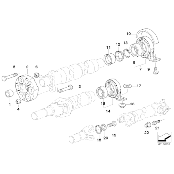 Podpora wału tył BMW E46 318td 318d 320td 320d M47 - 26121229682
