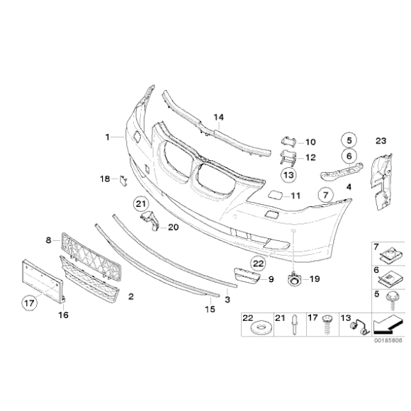 Uszczelka na zderzak przód BMW E60 E61 520 523 525 528 530 535 540 545 550 - 51117063835
