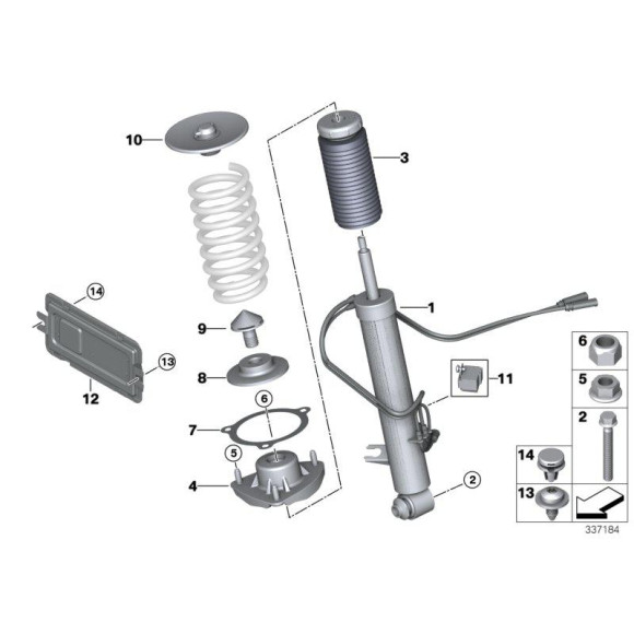 Podkładka sprężyny tył górna BMW E70 E71 F15 F16 X5 X6 28iX 30dX 25dX 25iX 35dX 35iX 40iX 40dX 50iX M50dX - 33536857006