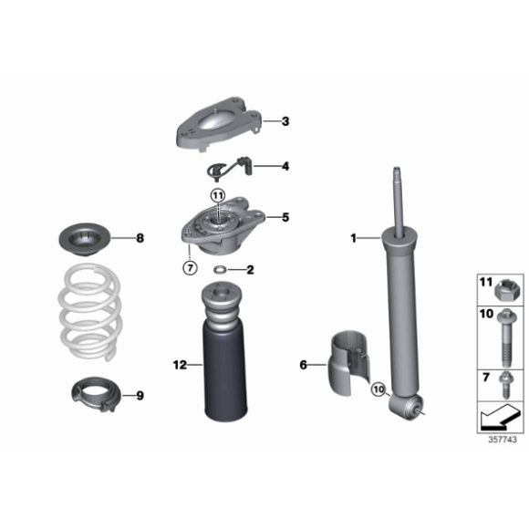 Podkładka sprężyny tył dolna BMW F39 F45 F46 F48 X1 MINI F54 F60 - 33536871665