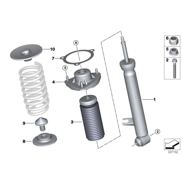 Podkładka sprężyny tył dolna BMW E70 E71 F15 F16 X5 X6 28iX 30dX 25dX 25iX 35dX 35iX 40iX 40dX 50iX M50dX - 33536857004