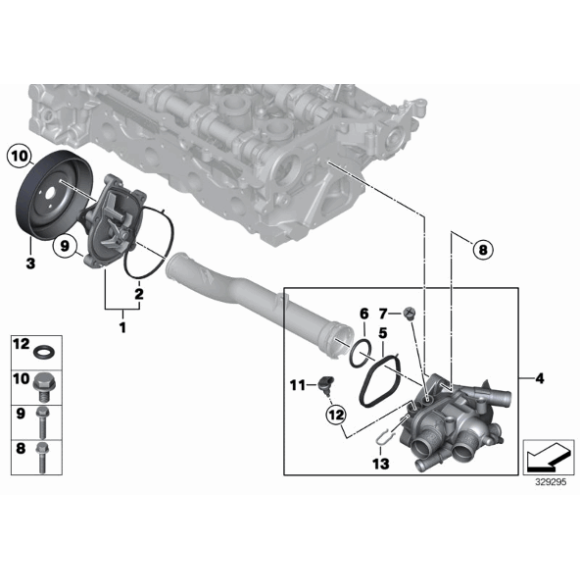 Pompa wody BMW F20 F21 F30 F31 MINI R55 R56 R57 R58 R60 R61 114 116 118 316 320 - 11517648827