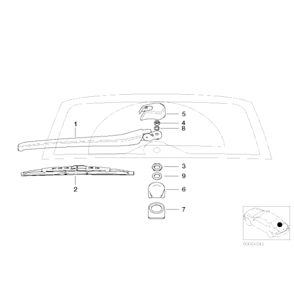Ramię wycieraczki szyby tylnej BMW E46 touring 316 318 320 323 325 330 - 61628220830