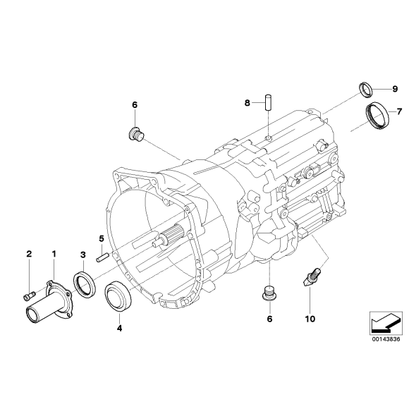 Zimering skrzyni biegów BMW E39 E46 E53 E60 E61 E63 E81 E83 E90 E91 F10 F11 F12 F13 - 23121282458