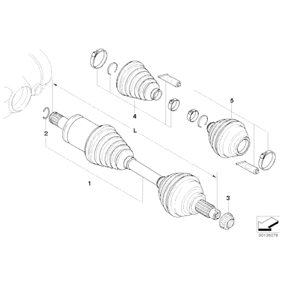 Zestaw naprawczy osłony przegubu zewnętrzny BMW E83 X3 2,0d 2,0i 2,5i 3,0d 3,0i - 31607529203