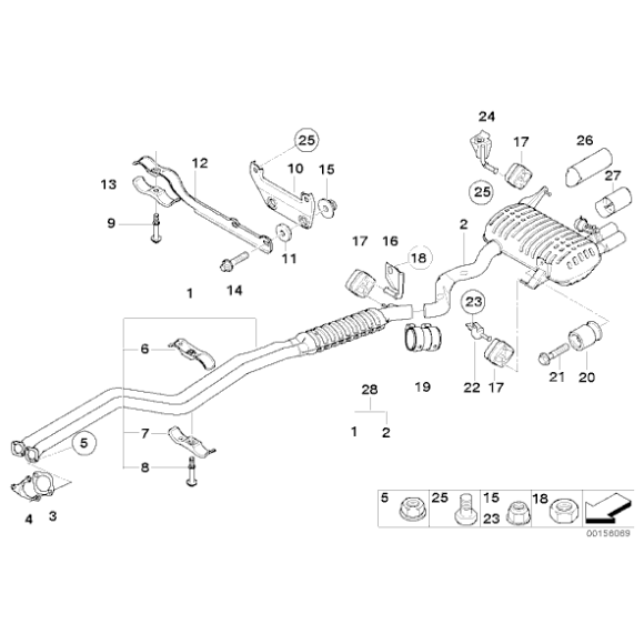 Uszczelka rury wydechowej BMW E60 E61 E63 E64 E65 E84 E81 E87 E90 E91 F01 F10 F11 F25 X3 - 18107549447