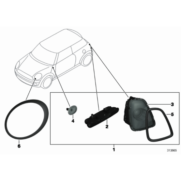 Pierścień ozdobny reflektora lewy Black Line MINI R55N R56N R57N R58 R59 - 51132254895