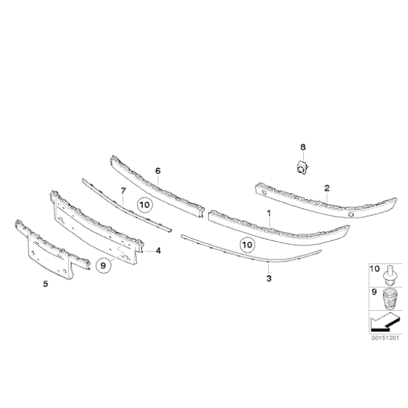 Listwa zderzaka przód prawa chrom BMW E65 E66 730 740 750 745 760- 51117135558