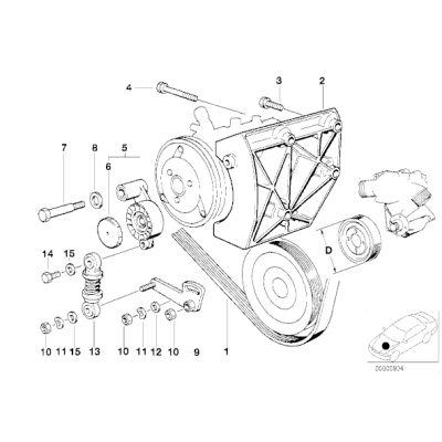 Pasek wieloklinowy pompy wody BMW E31 E38 850Ci 750i M73 - 11281741427