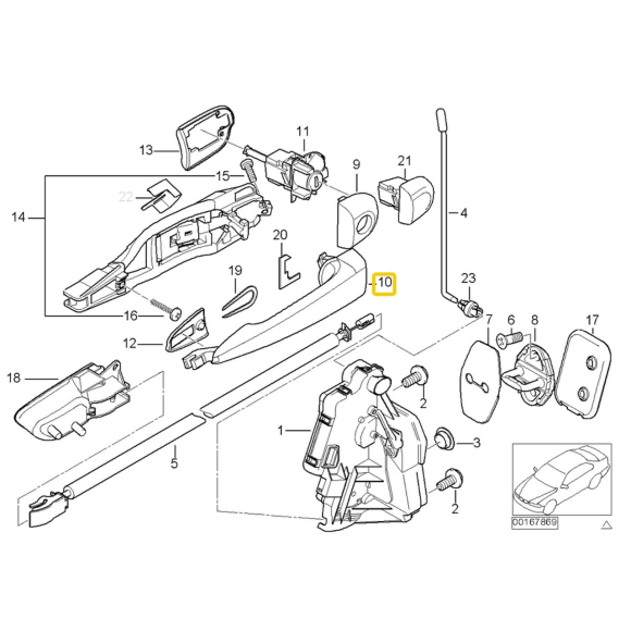 Pałąk uchwyt klamki gruntowany przód lewy BMW E46 316 318 320 323 325 328 330 M3 - 51218241397