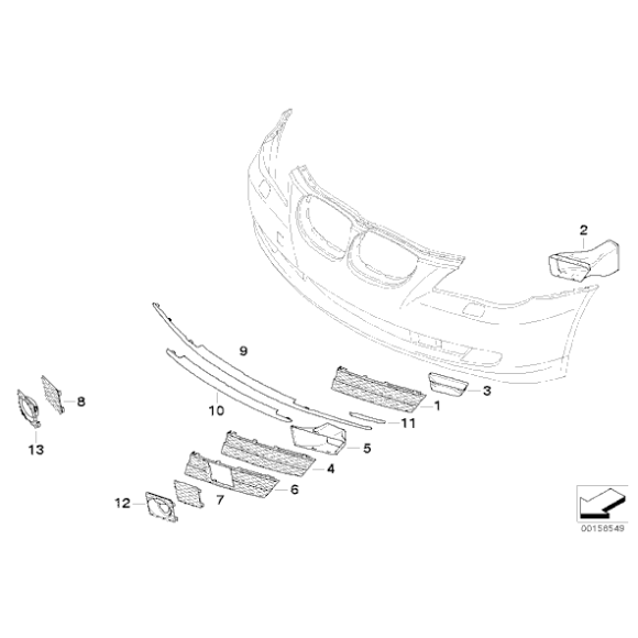 Listwa osłona zderzaka przód BMW E60N E61N 520 523 525 528 530 535 540 550 - 51117178096