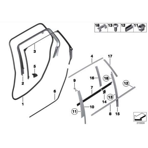 Osłona zewnętrzna wnęki drzwi tył prawa BMW F11 F11N 520 523 525 528 530 535 550 - 51357392184
