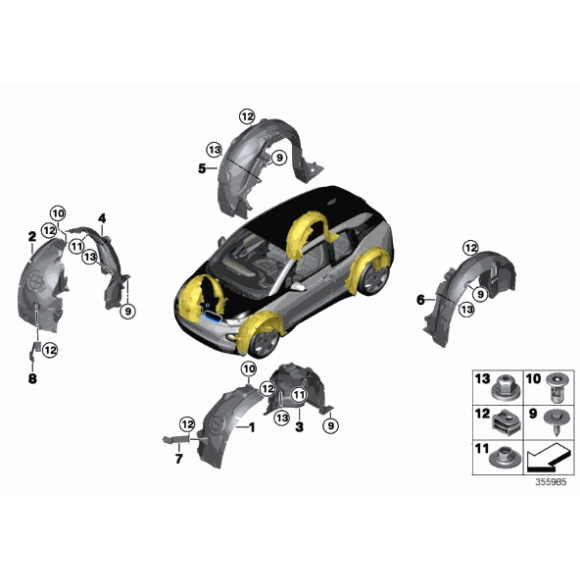 51717368600 Osłona wnęki koła przód prawa przednia BMW I01 I01N i3 i3s 60Ah 94Ah 120Ah - 51717368600 - Części oryginalne BMW Łódź | Sklep internetowy BMW