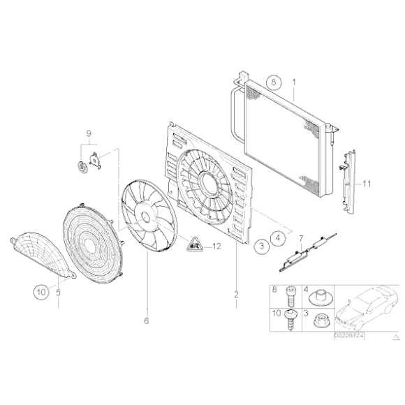 Wentylator sklaplacza klimatyzacji BMW E38 728 730 735 740 750 - 64548380774