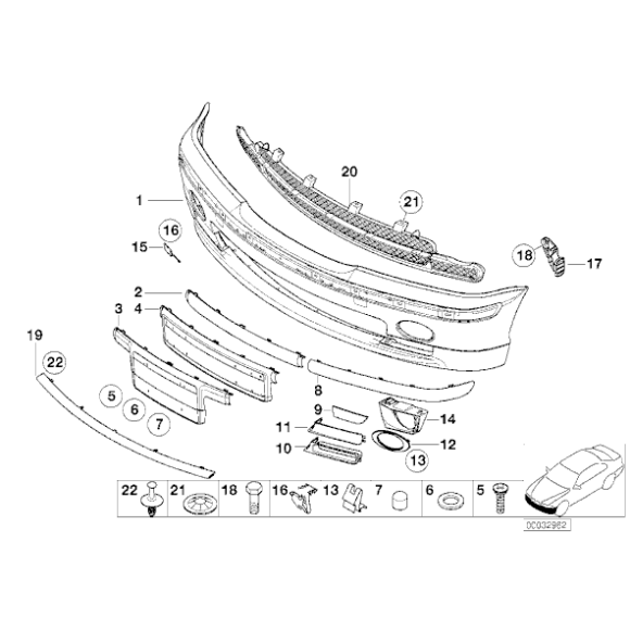 Osłona kanału powietrza zderzaka przód lewa gruntowana BMW E46 sedan 318d 320d 330d - 51117890095