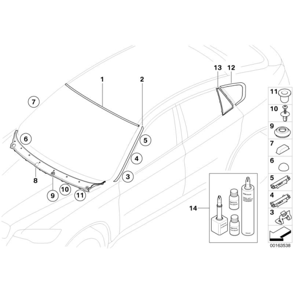 Osłona szyby przód góra BMW E71 E72 X6 30dX 35dX 35iX 40iX 40dX 50iX - 51317179737