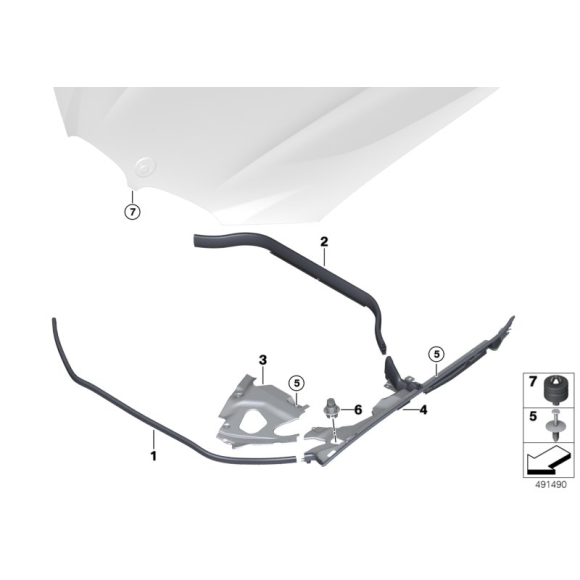 Osłona przedziału silnika górna prawa BMW F97 F98 G01 G02 X3 X4 18 20 25 30 M40 - 51767397490