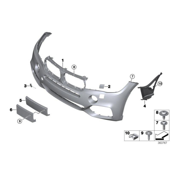 Osłona prowadnicy kanał powietrza przód lewy BMW F15 F85 X5 25d 28i 30d 30i 35d 35i 40d 40e 50d 50i - 51118056305