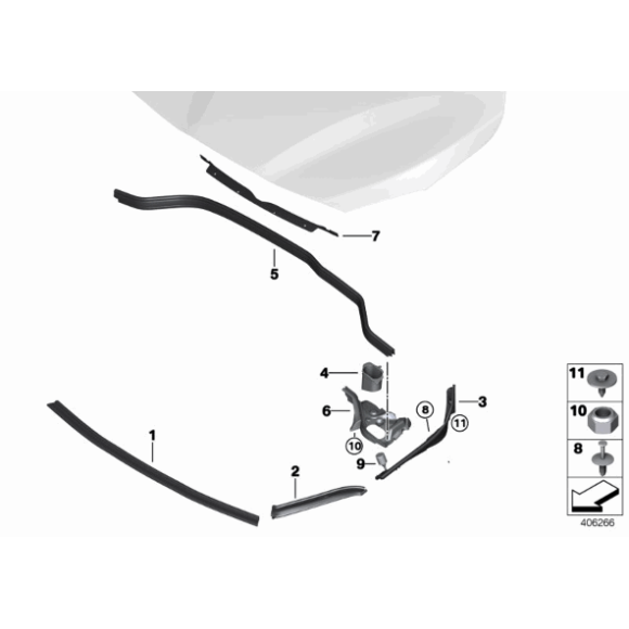 51767300517 Osłona podszybia uszczelka błotnika lewa BMW F45 F45N F46 F46N 214 216 218 220 225 - 51767300517 - Części oryginalne BMW Łódź | Sklep internetowy BMW