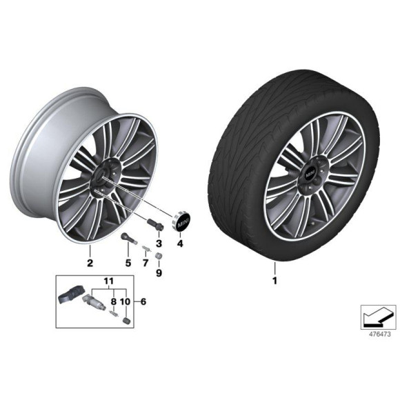 Osłona piasty z chromowaną krawędzią kołpaczek MINI F54 F55 F56 F57 F60 - 36136857149