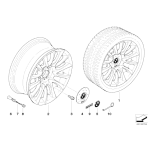 Osłona piasty srebrna BMW E46 E53 E60 E61 E63 E64 E65 E66 E85 E86 E90 E91 E92 E93 - 36137849415