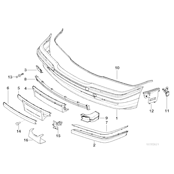 Mocowanie zderzaka przód lewe BMW E38 725tds 728i 730i 730d 735i 740d 740i 750i - 51118125307