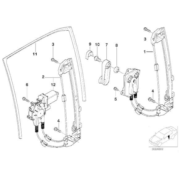 Podnośnik elektryczny szyby tył lewy BMW E39 520 523 525 528 530 535 540 M5 prod. do 03.1999r  - 51358159835