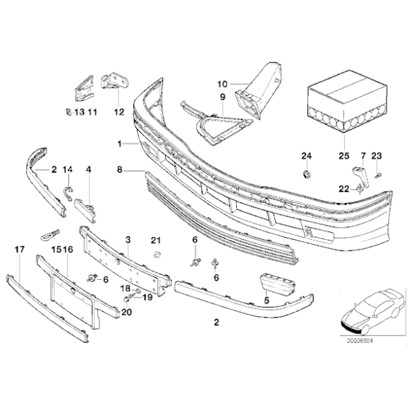 Listwa zderzaka przód prawa BMW E36 316i 318i 318is 318tds 320i 323i 325i 325tds 328i M3 - 51118146318