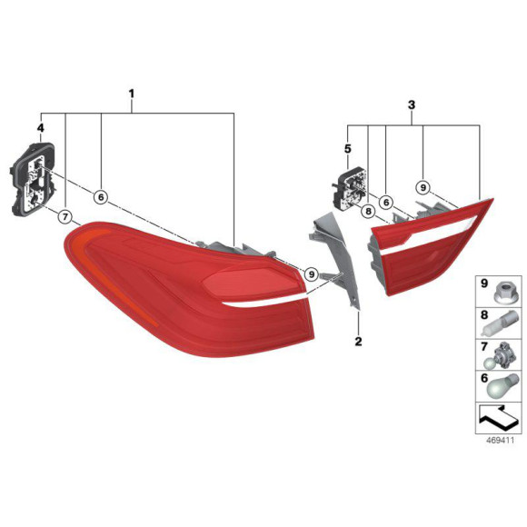 Osłona lampy tył prawa BMW F26 X4 20dX 28iX 30dX 35iX 35iX M40iX - 63257357984