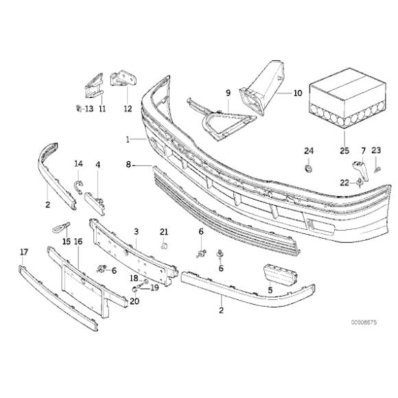 Kratka atrapa zderzaka BMW E36 318i 318is 320i 325i 318tds 323i 325tds 325i 328i - 51118165145