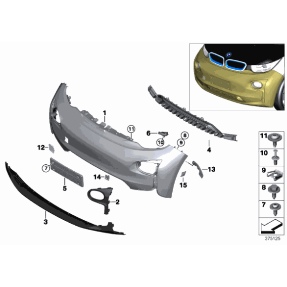Osłona halogenu zderzaka przód lewa BMW i3 I01 - 51117296825