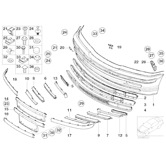 Kratka zderzaka przód prawa E46 318i 330d 320i 325ix 330i 330ix - 51118192878
