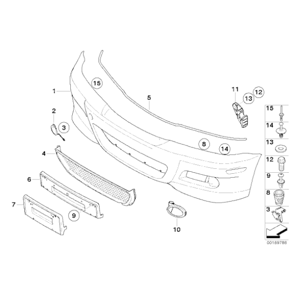Mocowanie zderzaka prawe BMW E46 316 318 320 323 325 328 330 M3 - 51118195296