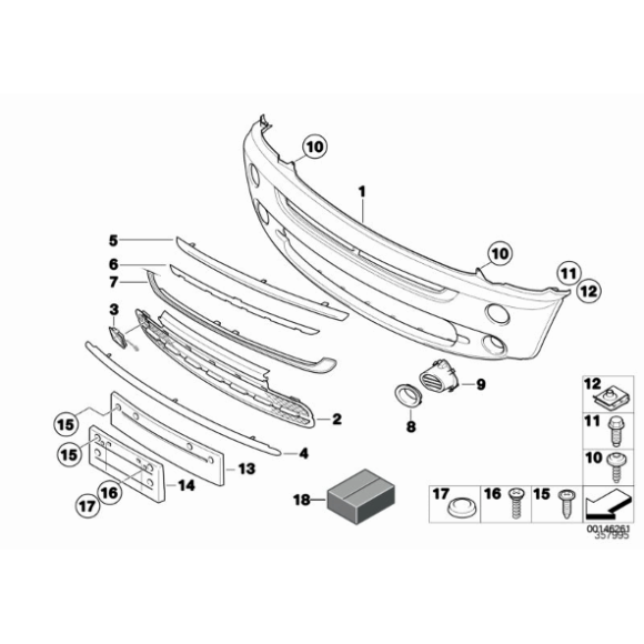 Osłona chromowana św. przeciwmgielnego prawa MINI R50 R52 Cooper One 1,4i 1,6i - 51117127942
