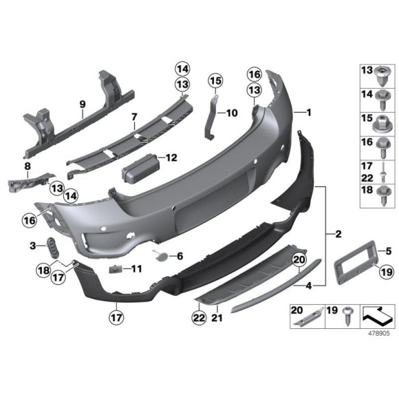 Nit zderzaka BMW E46 E81 E82 E83 X3 E87 E88 E90 E91 MINI R55 R60 R61 - 51118222901