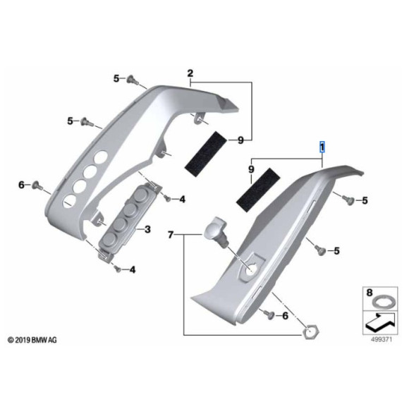 Osłona boczna wewnętrzna prawa BMW K52 R1200RT R1250RT - 46638566226