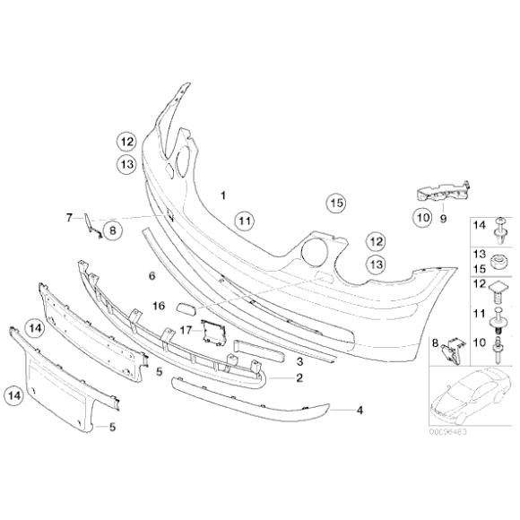 Mocowanie boczne zderzaka przód lewe BMW E46 Compact 316 318 320 325 - 51118252797
