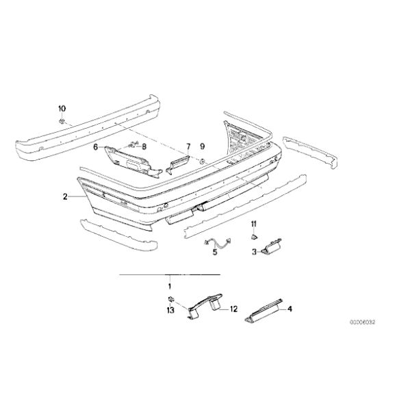Osłona zderzaka tył M-Technic BMW E34 sedan 518i 520i 525i 525tds 530i 540i M5 - 51122231633