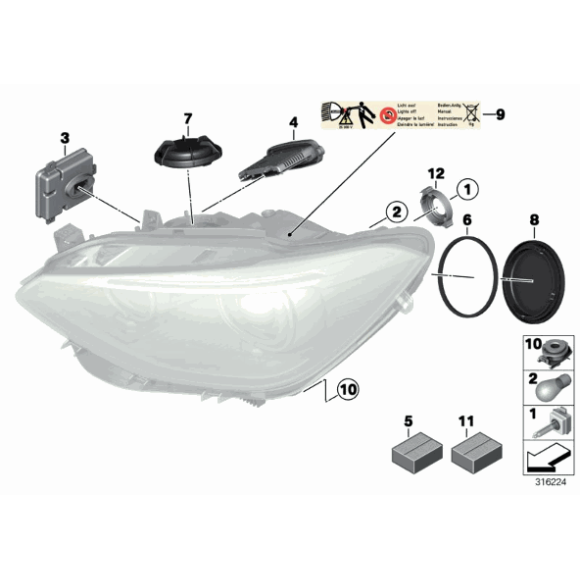 Sterownik światła ksenonowego BMW E84 X1 E89 Z4 E90N E91N F01 F07 F10 F11 F20 F21 F23 F87 - 63117318327