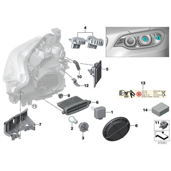 Sterownik światła ksenonowego BMW E84 X1 E89 Z4 E90N E91N F01 F07 F10 F11 F20 F21 F23 F87 - 63117318327