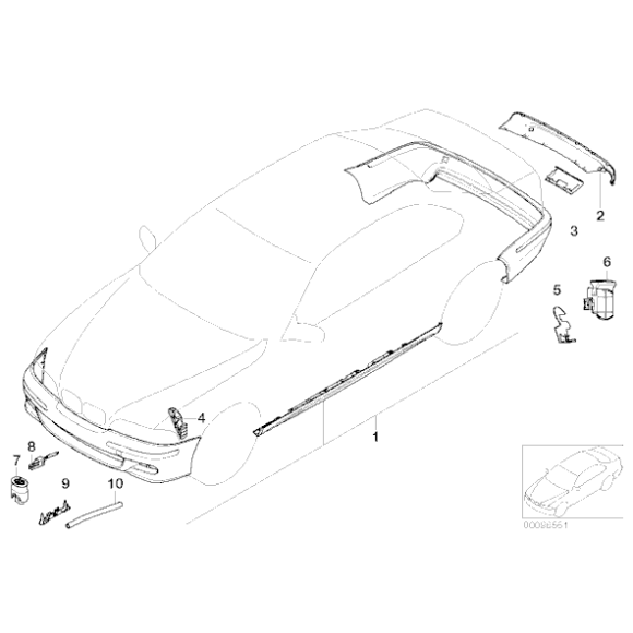 Wspornik mocowanie zderzaka tył prawy BMW E46 Limousine Touring 316 318 320 323 325 328 330 - 51127000348