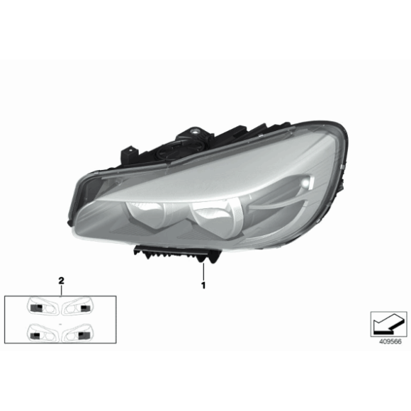 Reflektor przód lewy BMW F45 F46 214 216 218 220 225 - 63117422573