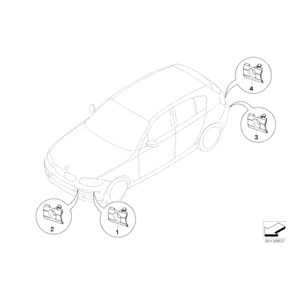 Uchwyt czujnika PDC tył zewnętrzny lewy BMW E87 116 118 120 130 - 51127119777